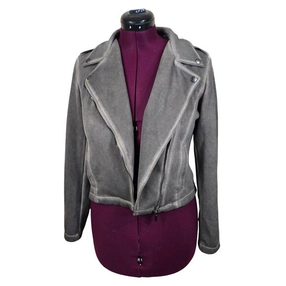 Women's Shinestar Gray Faded Look Suede Cropped Jacket | Size Medium - Picture 2 of 10